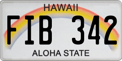 HI license plate FIB342