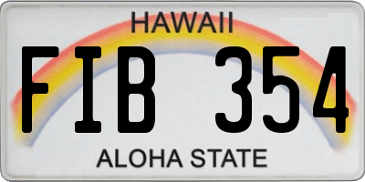 HI license plate FIB354