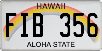 HI license plate FIB356