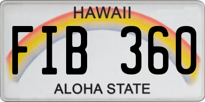 HI license plate FIB360