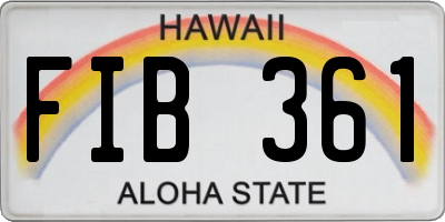 HI license plate FIB361