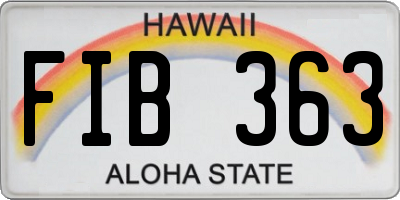 HI license plate FIB363