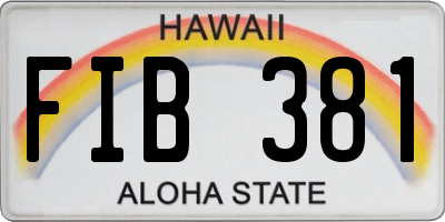 HI license plate FIB381