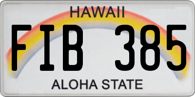 HI license plate FIB385