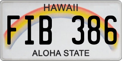 HI license plate FIB386