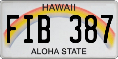 HI license plate FIB387