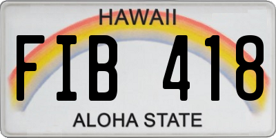 HI license plate FIB418