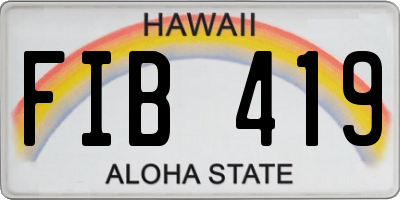 HI license plate FIB419