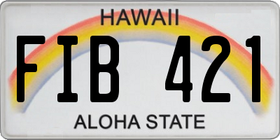 HI license plate FIB421