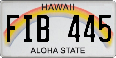 HI license plate FIB445