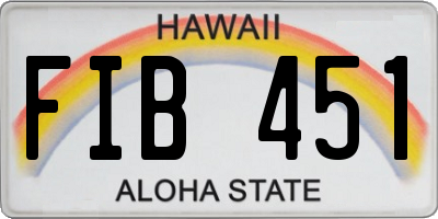 HI license plate FIB451