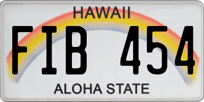 HI license plate FIB454