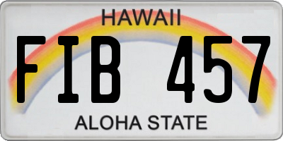 HI license plate FIB457