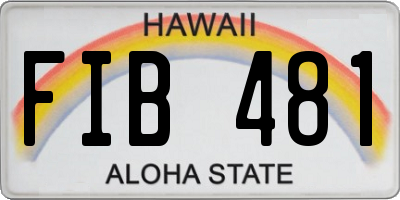 HI license plate FIB481