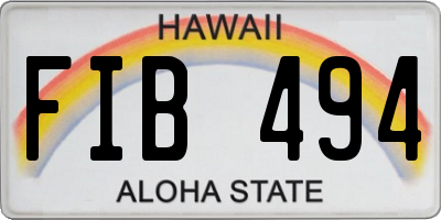 HI license plate FIB494