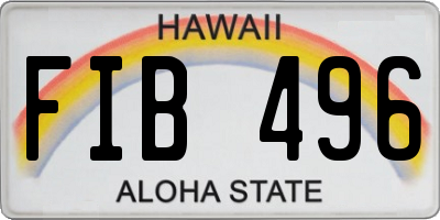 HI license plate FIB496