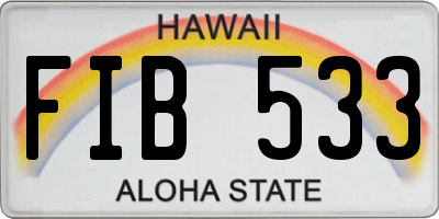 HI license plate FIB533