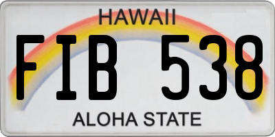 HI license plate FIB538