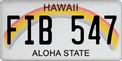 HI license plate FIB547