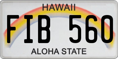 HI license plate FIB560