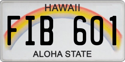 HI license plate FIB601