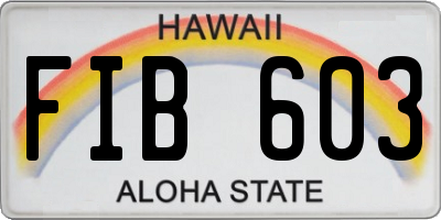 HI license plate FIB603