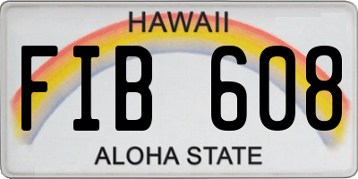 HI license plate FIB608