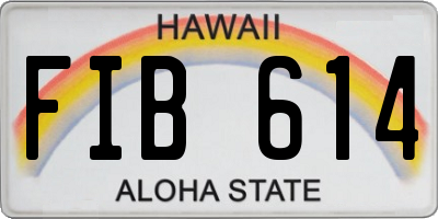 HI license plate FIB614