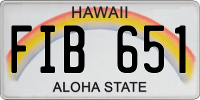 HI license plate FIB651