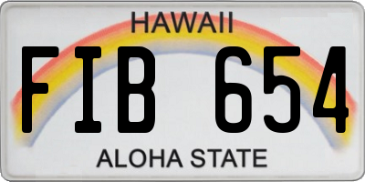 HI license plate FIB654