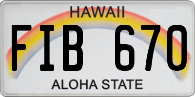 HI license plate FIB670