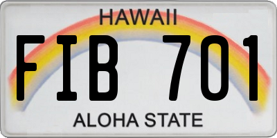 HI license plate FIB701