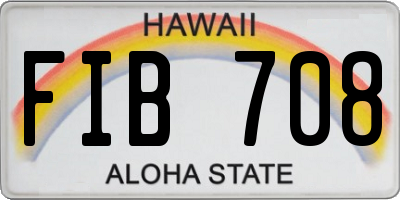 HI license plate FIB708