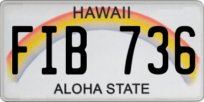 HI license plate FIB736