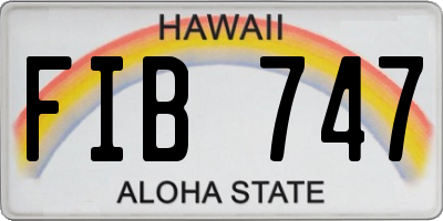 HI license plate FIB747