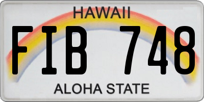 HI license plate FIB748