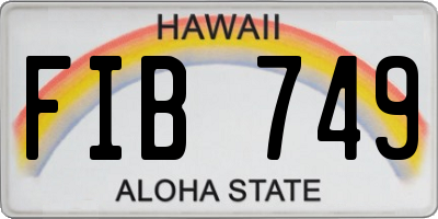 HI license plate FIB749