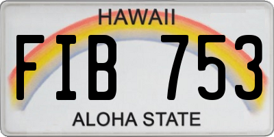 HI license plate FIB753