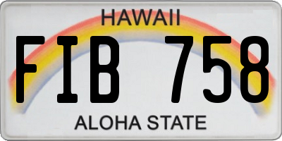 HI license plate FIB758