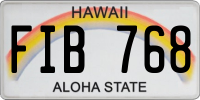 HI license plate FIB768