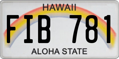 HI license plate FIB781