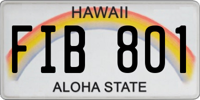 HI license plate FIB801