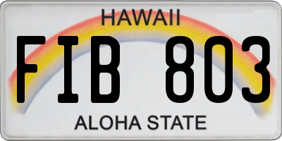 HI license plate FIB803