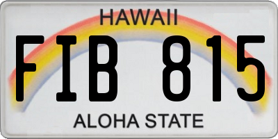 HI license plate FIB815