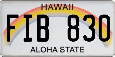 HI license plate FIB830