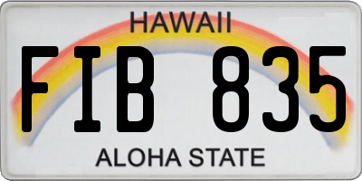 HI license plate FIB835