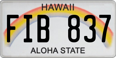 HI license plate FIB837
