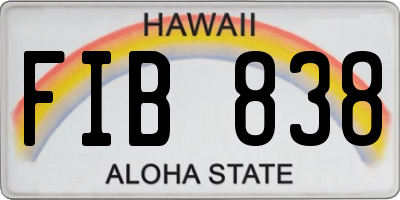 HI license plate FIB838