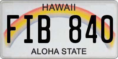 HI license plate FIB840