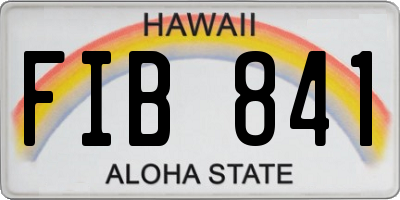 HI license plate FIB841